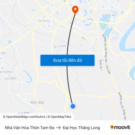 Nhà Văn Hóa Thôn Tam Đa to Đại Học Thăng Long map