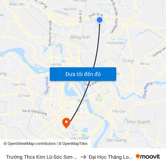 Trường Thcs Kim Lũ-Sóc Sơn-Hn to Đại Học Thăng Long map