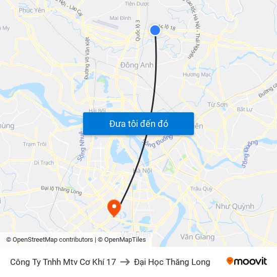 Công Ty Tnhh Mtv Cơ Khí 17 to Đại Học Thăng Long map