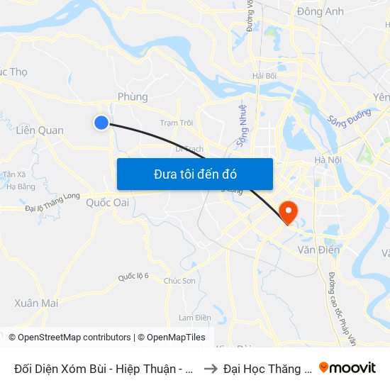 Đối Diện Xóm Bùi - Hiệp Thuận - Phúc Thọ to Đại Học Thăng Long map