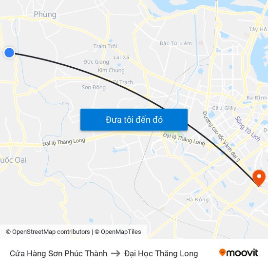 Cửa Hàng Sơn Phúc Thành to Đại Học Thăng Long map