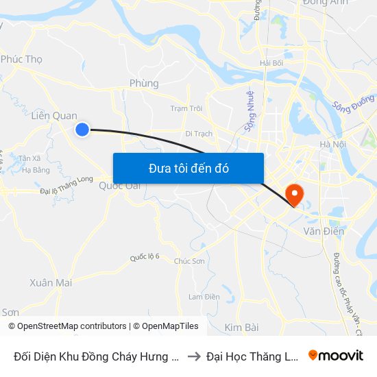 Đối Diện Khu Đồng Cháy Hưng Ngải to Đại Học Thăng Long map