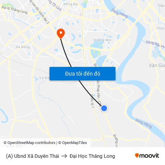 (A) Ubnd Xã Duyên Thái to Đại Học Thăng Long map