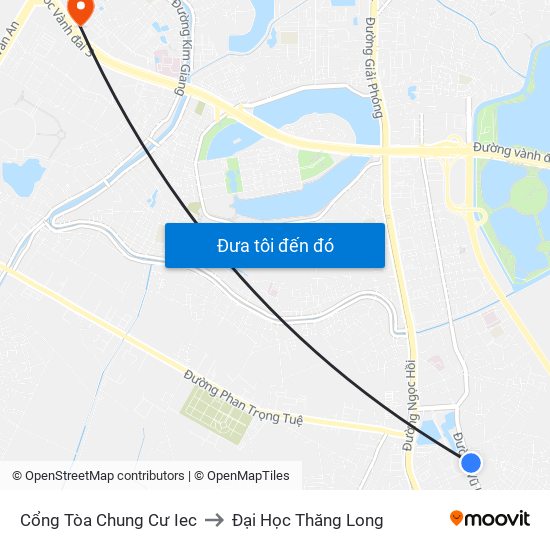 Cổng Tòa Chung Cư Iec to Đại Học Thăng Long map