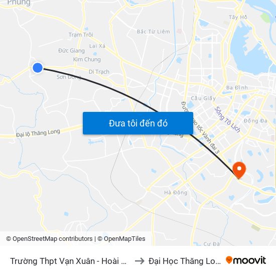 Trường Thpt Vạn Xuân - Hoài Đức to Đại Học Thăng Long map