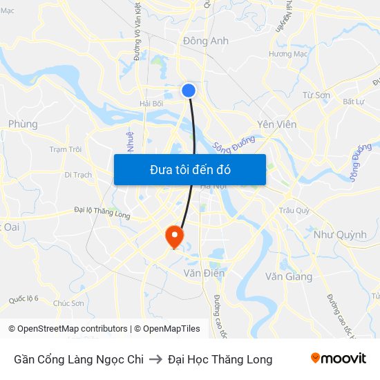 Gần Cổng Làng Ngọc Chi to Đại Học Thăng Long map