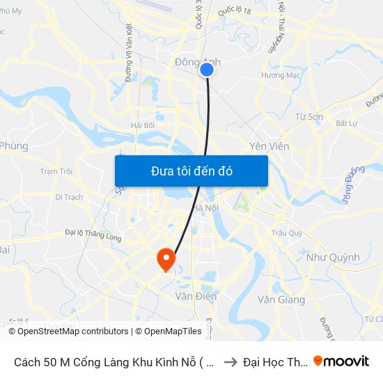 Cách 50 M Cổng Làng Khu Kình Nỗ ( Gần Viên Bắc Thăng Long ) to Đại Học Thăng Long map