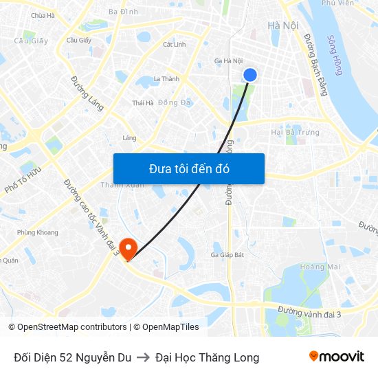 Đối Diện 52 Nguyễn Du to Đại Học Thăng Long map