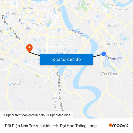 Đối Diện Nhà Trẻ Vinakids to Đại Học Thăng Long map