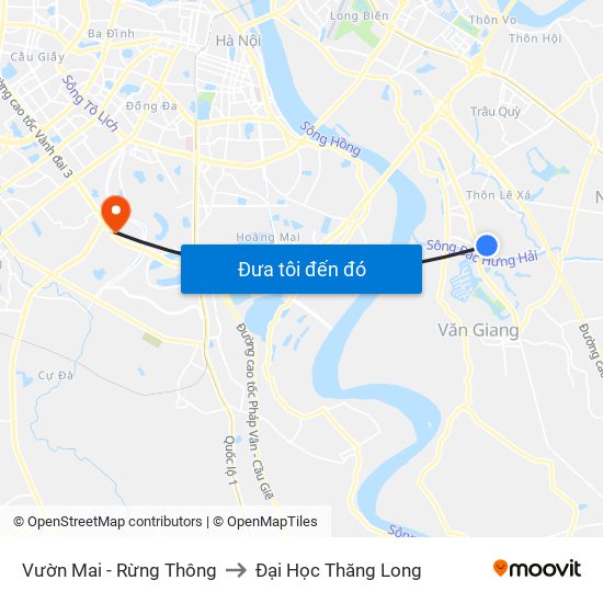 Vườn Mai - Rừng Thông to Đại Học Thăng Long map