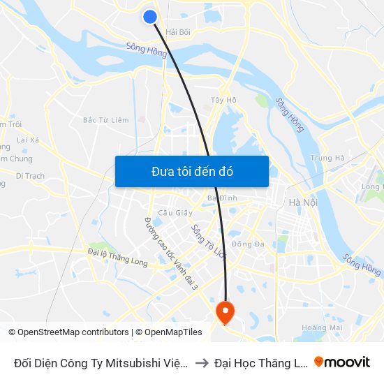 Đối Diện Công Ty Mitsubishi Việt Nam to Đại Học Thăng Long map