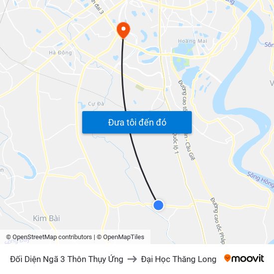 Đối Diện Ngã 3 Thôn Thụy Ứng to Đại Học Thăng Long map