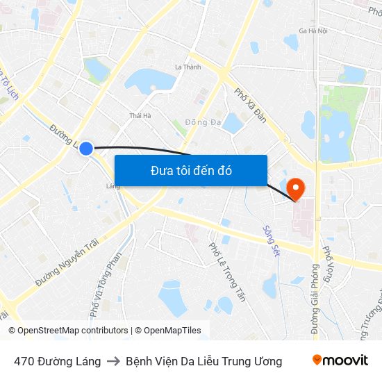 470 Đường Láng to Bệnh Viện Da Liễu Trung Ương map