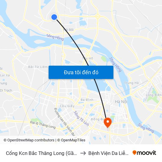 Cổng Kcn Bắc Thăng Long (Gần Cầu Vượt Bộ Hành) to Bệnh Viện Da Liễu Trung Ương map