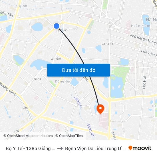 Bộ Y Tế - 138a Giảng Võ to Bệnh Viện Da Liễu Trung Ương map