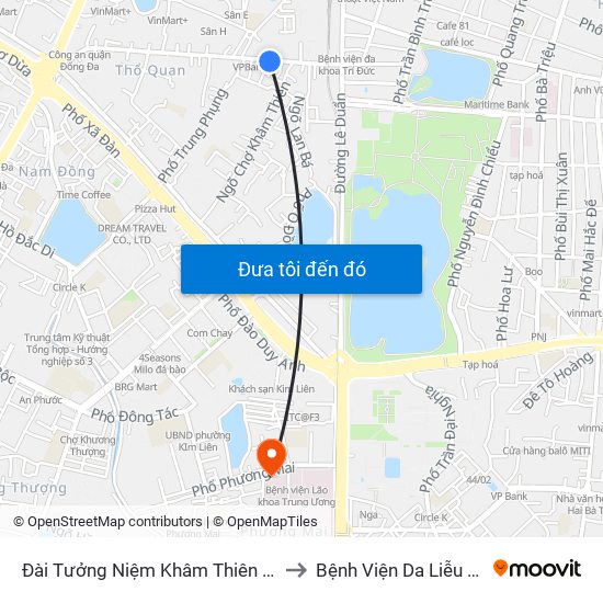 Đài Tưởng Niệm Khâm Thiên - 45 Khâm Thiên to Bệnh Viện Da Liễu Trung Ương map