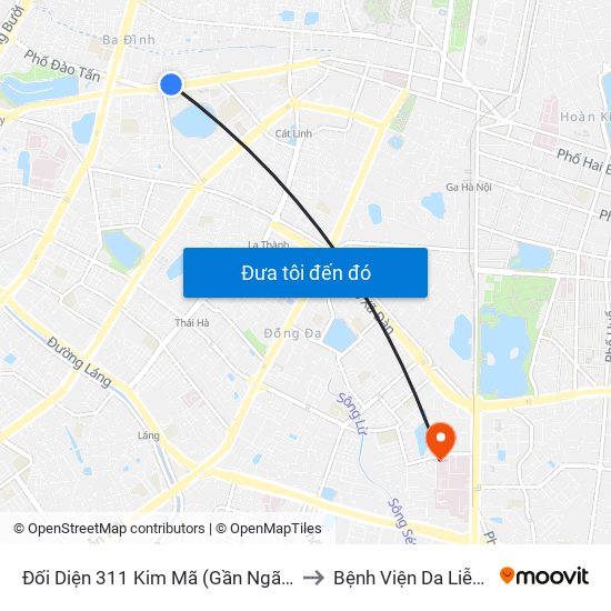 Đối Diện 311 Kim Mã (Gần Ngã 4 Kim Mã - Vạn Bảo) to Bệnh Viện Da Liễu Trung Ương map