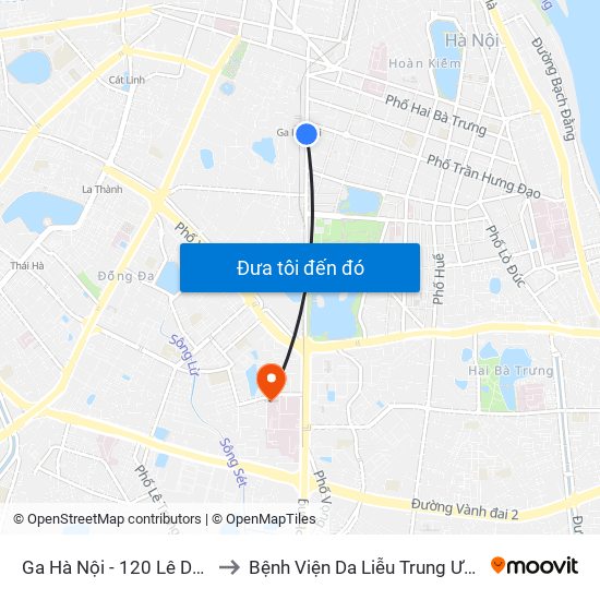 Ga Hà Nội - 120 Lê Duẩn to Bệnh Viện Da Liễu Trung Ương map