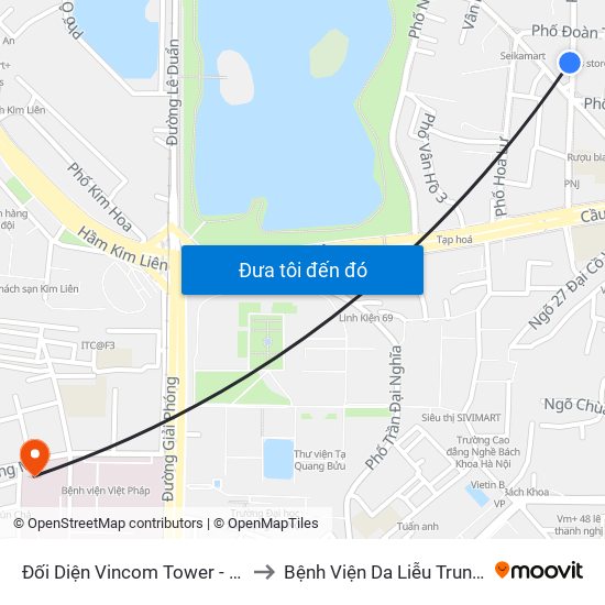 Đối Diện Vincom Tower - Bà Triệu to Bệnh Viện Da Liễu Trung Ương map