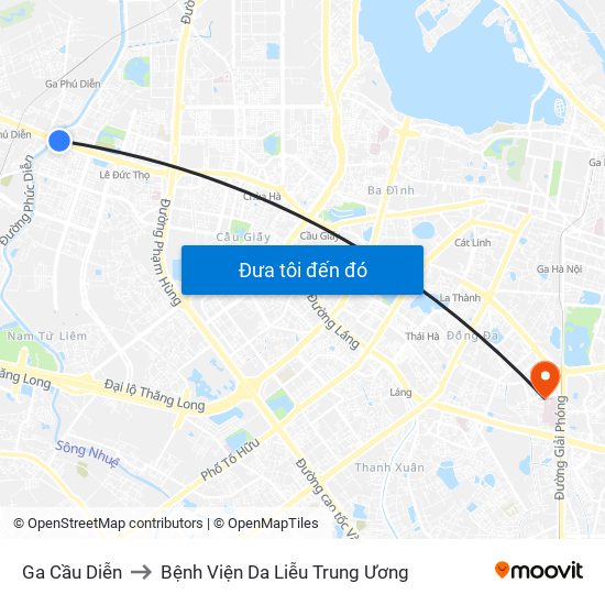 Ga Cầu Diễn to Bệnh Viện Da Liễu Trung Ương map