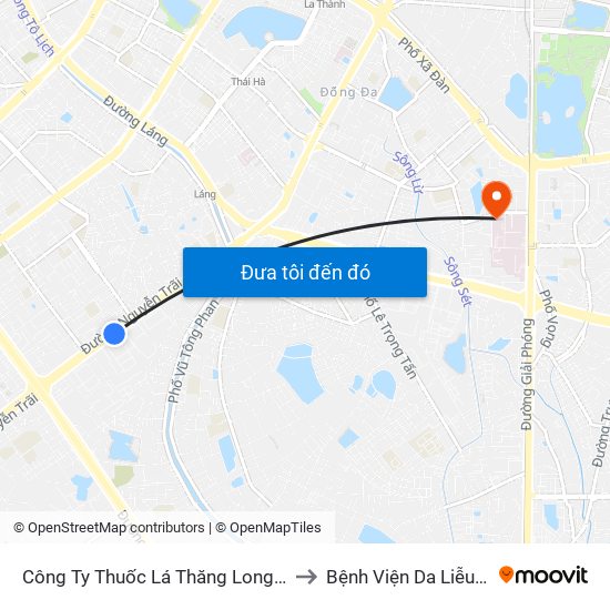 Công Ty Thuốc Lá Thăng Long - 235 Nguyễn Trãi to Bệnh Viện Da Liễu Trung Ương map