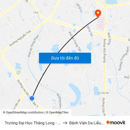 Trường Đại Học Thăng Long - Nghiêm Xuân Yêm to Bệnh Viện Da Liễu Trung Ương map