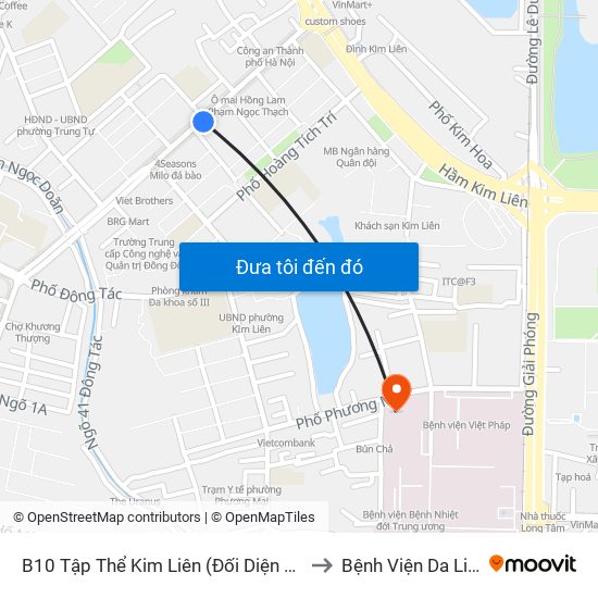 B10 Tập Thể Kim Liên (Đối Diện Ngõ 46b Phạm Ngọc Thạch) to Bệnh Viện Da Liễu Trung Ương map