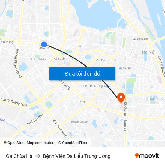 Ga Chùa Hà to Bệnh Viện Da Liễu Trung Ương map