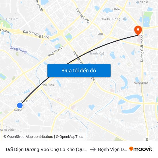 Đối Diện Đường Vào Chợ La Khê (Qua Ga Metro La Khê) - 405 Quang Trung (Hà Đông) to Bệnh Viện Da Liễu Trung Ương map