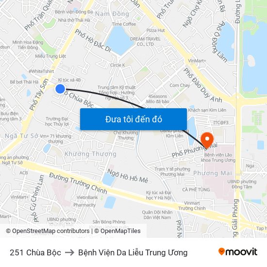 251 Chùa Bộc to Bệnh Viện Da Liễu Trung Ương map