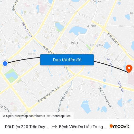 Đối Diện 220 Trần Duy Hưng to Bệnh Viện Da Liễu Trung Ương map