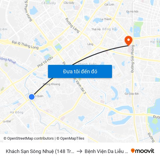 Khách Sạn Sông Nhuệ (148 Trần Phú- Hà Đông) to Bệnh Viện Da Liễu Trung Ương map