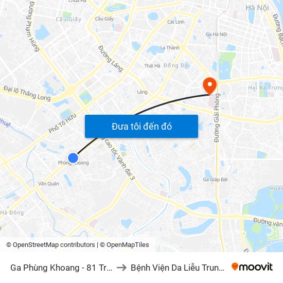 Ga Phùng Khoang - 81 Trần Phú to Bệnh Viện Da Liễu Trung Ương map