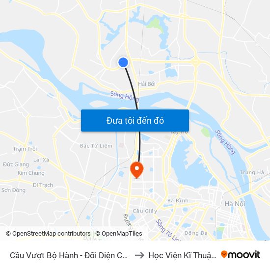 Cầu Vượt Bộ Hành - Đối Diện Công Ty Tnhh Sato to Học Viện Kĩ Thuật Quân Sự map