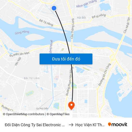 Đối Diện Công Ty Sei Electronic Components-Việt Nam to Học Viện Kĩ Thuật Quân Sự map