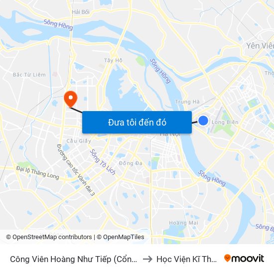 Công Viên Hoàng Như Tiếp (Cổng Số 4 Bvđk Tâm Anh) to Học Viện Kĩ Thuật Quân Sự map