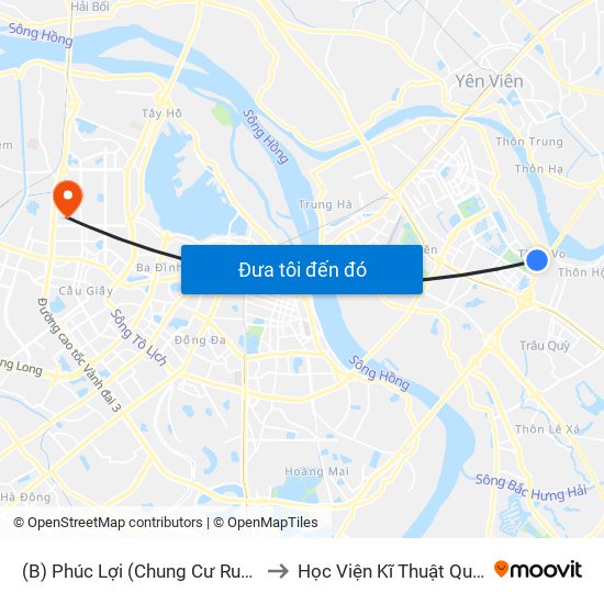 (B) Phúc Lợi (Chung Cư Ruby City) to Học Viện Kĩ Thuật Quân Sự map