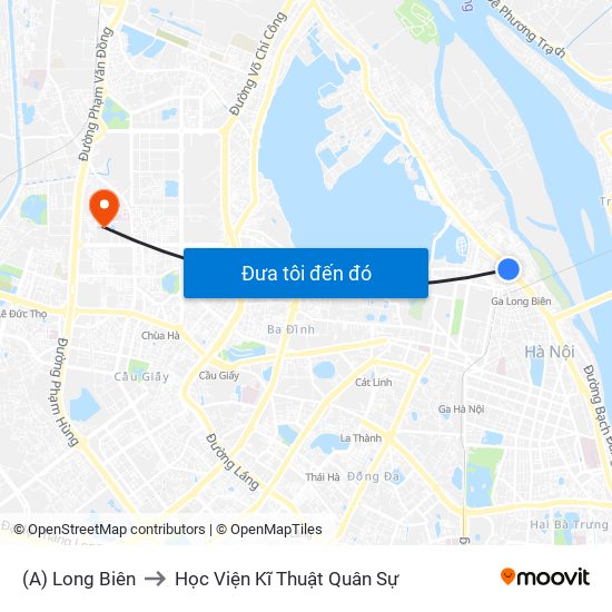 (A) Long Biên to Học Viện Kĩ Thuật Quân Sự map