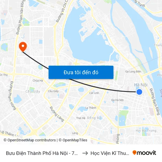 Bưu Điện Thành Phố Hà Nội - 75b Đinh Tiên Hoàng to Học Viện Kĩ Thuật Quân Sự map