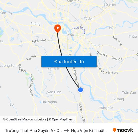 Trường Thpt Phú Xuyên A - Quốc Lộ 1a to Học Viện Kĩ Thuật Quân Sự map