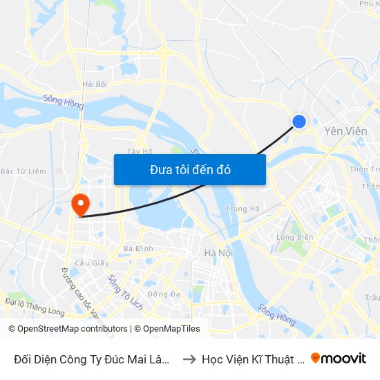 Đối Diện Công Ty Đúc Mai Lâm - Quốc Lộ 3 to Học Viện Kĩ Thuật Quân Sự map