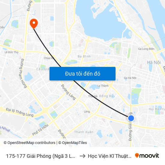 175-177 Giải Phóng (Ngã 3 Lê Thanh Nghị) to Học Viện Kĩ Thuật Quân Sự map