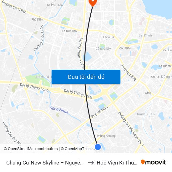 Chung Cư New Skyline – Nguyễn Khuyến (Hà Đông) to Học Viện Kĩ Thuật Quân Sự map