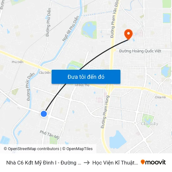 Nhà C6 Kđt Mỹ Đình I - Đường Trần Hữu Dực to Học Viện Kĩ Thuật Quân Sự map