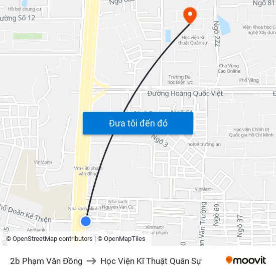 2b Phạm Văn Đồng to Học Viện Kĩ Thuật Quân Sự map