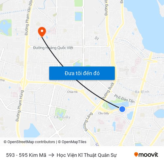 593 - 595 Kim Mã to Học Viện Kĩ Thuật Quân Sự map