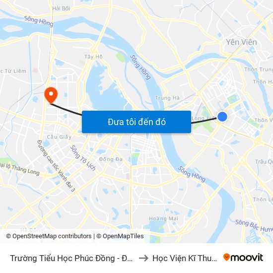 Trường Tiểu Học Phúc Đồng - Đường Chu Huy Mân to Học Viện Kĩ Thuật Quân Sự map