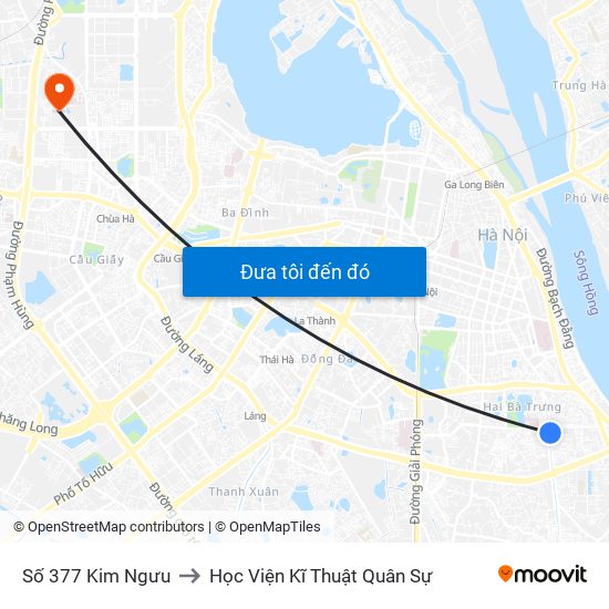 Số 377 Kim Ngưu to Học Viện Kĩ Thuật Quân Sự map