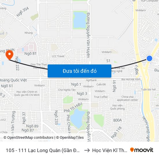 105 - 111 Lạc Long Quân (Gần Đối Diện Ngã 3 Thụy Khuê) to Học Viện Kĩ Thuật Quân Sự map