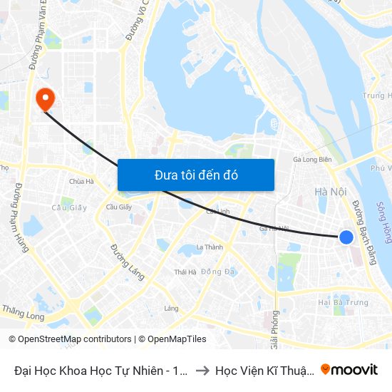 Đại Học Khoa Học Tự Nhiên - 19 Lê Thánh Tông to Học Viện Kĩ Thuật Quân Sự map